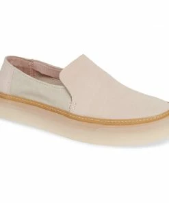 ShoeShock Sales Store 33 TOMS SHOES Sunset (Blush/Birch Suede) Slip-On Platform Sneakers