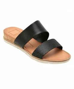 Dolce Vita SHOES Vala Embossed-Leather Slide Sandals