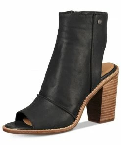 UGG Valencia Peep Toe Block Heel Leather Booties