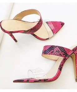 Ann Michelle Women's Clear Pointy Toe Stiletto Mules SHOES