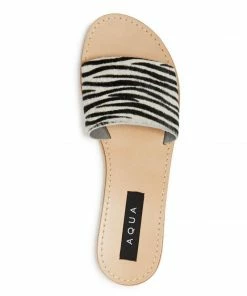 Aqua Zebra Print Slide Sandals SHOES