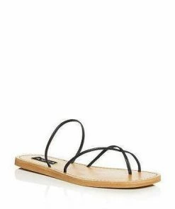 Aqua SHOES Zeus Leather Open Toe Strappy Sandals Black