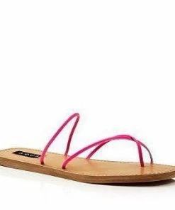 Aqua SHOES Zeus Leather Open Toe Strappy Sandals Pink Neon